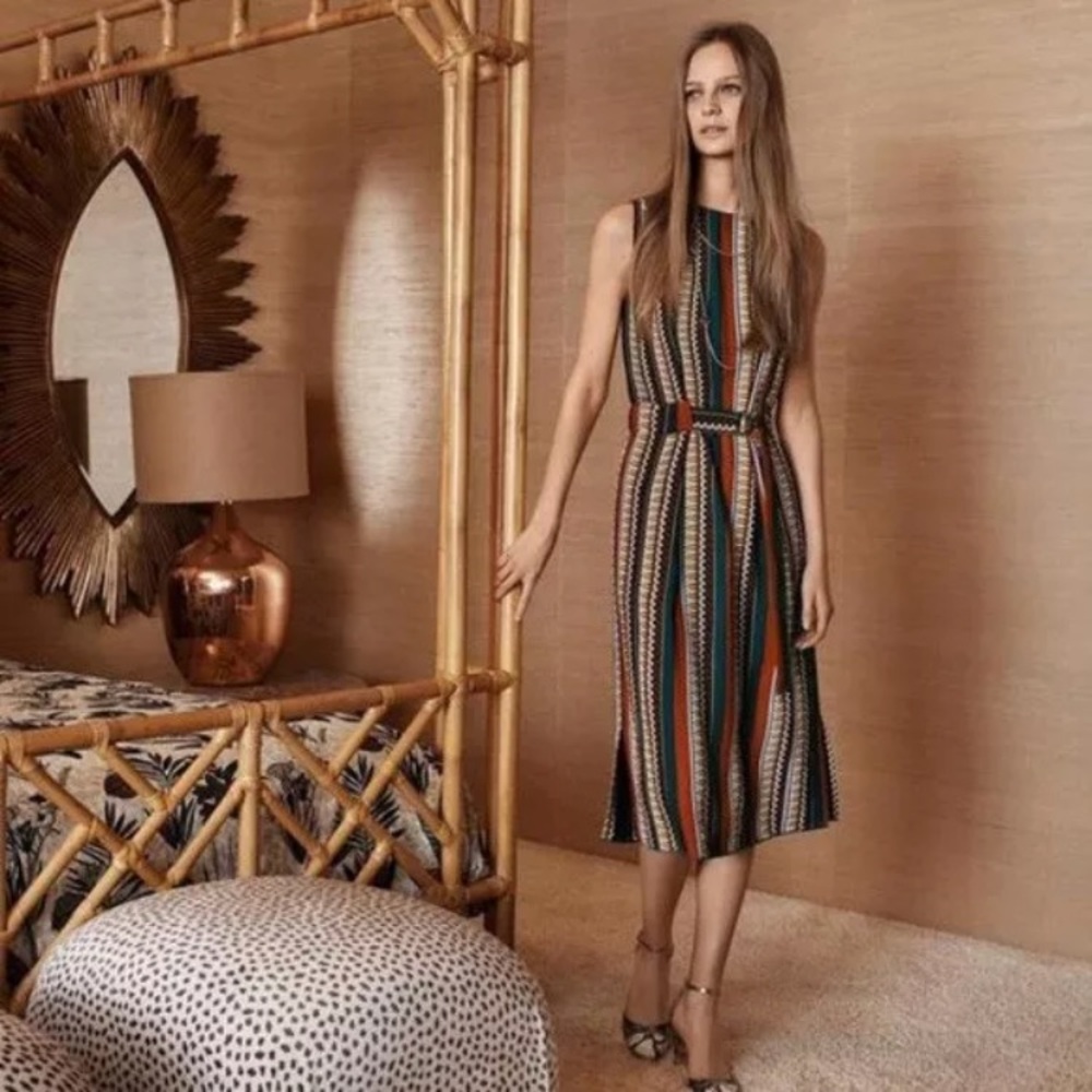 Tory Burch Julia Belted Stripe Silk Dress